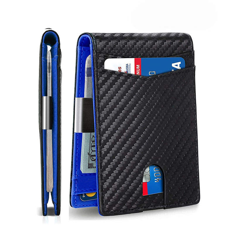 Black and blue 12-Card Slot Men's Wallet with RFID Protection – Slim