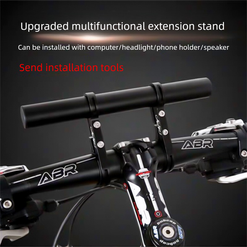 Black 30cm Aluminum Bicycle Handlebar Extension Bracket – Multi-Functional view 3