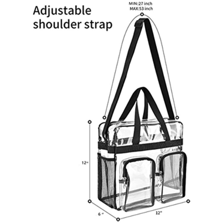 Grey Clear Multi-Pocket Tote Bag – Waterproof & Organized Carryall with Front view 3