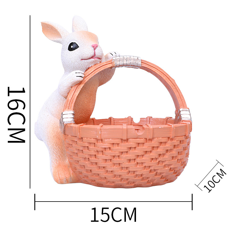Orange Easter Rabbit Resin Decor with Basket – Festive Home Ornament for view 4