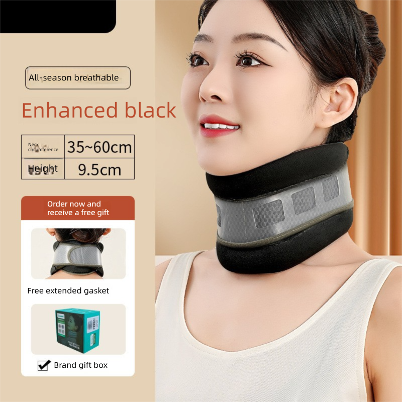 Black Reinforced Neck Support Brace – Adjustable Cervical Collar with PP