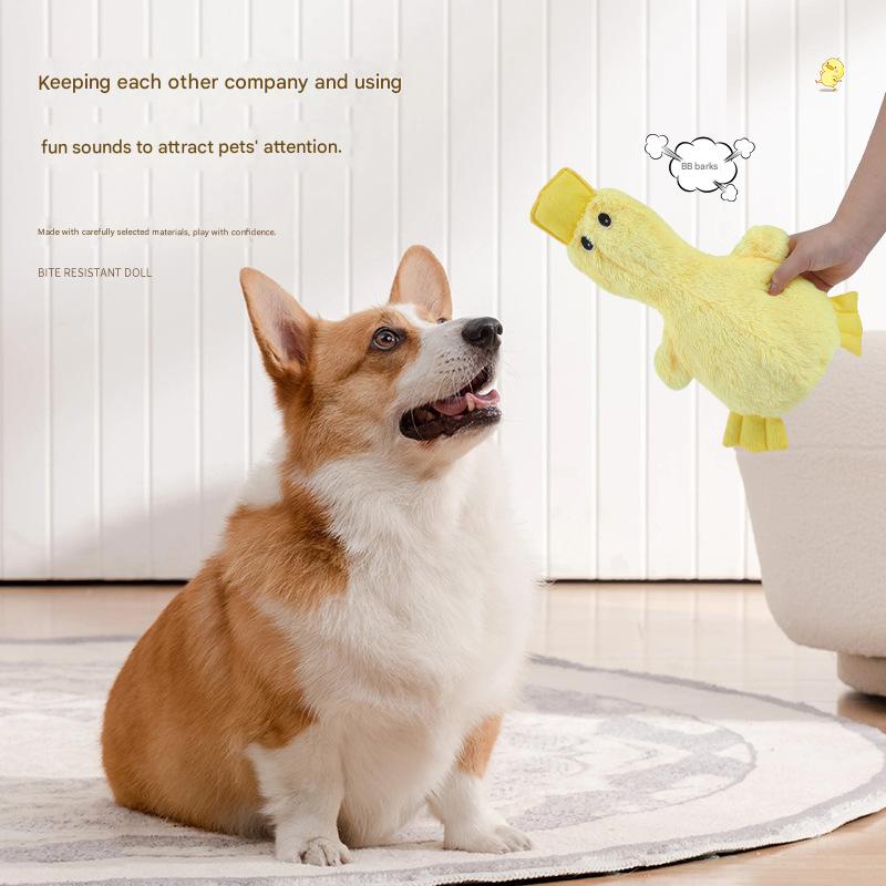 2-Pack Pink and yellow Plush Duck Dog Toy with Sound view 3