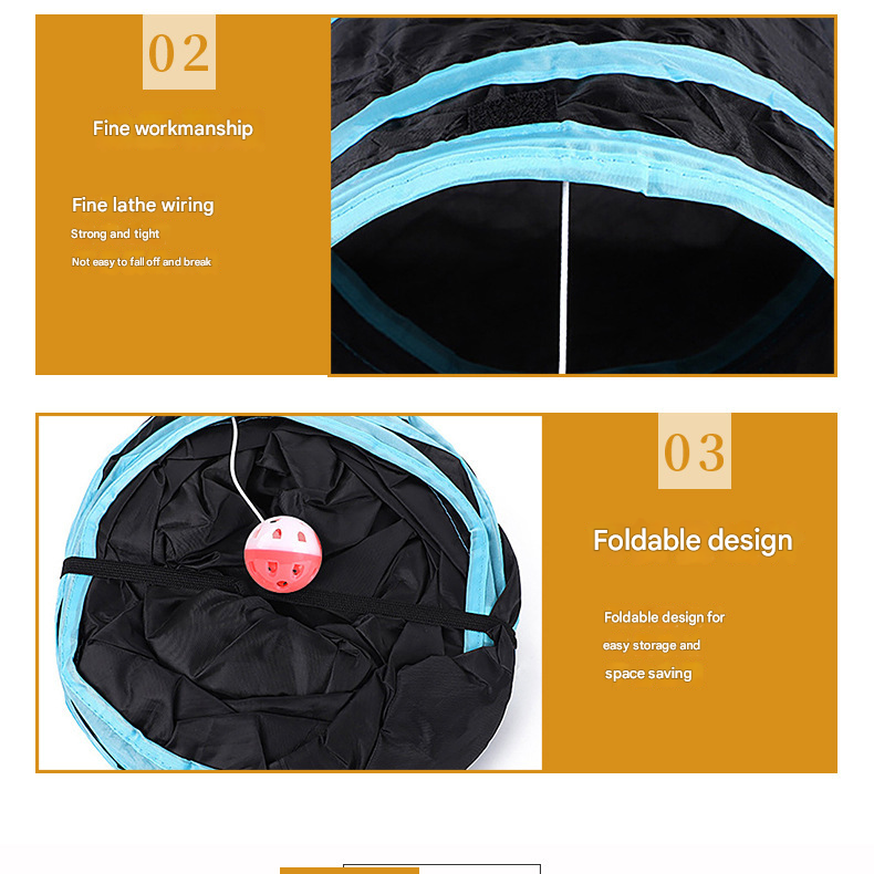 Black S-Pass Cat Tunnel Play Set with Collapsible Design view 4