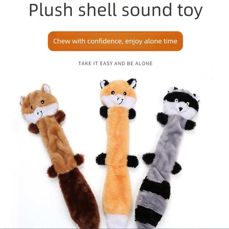 2-Pack Yellow raccoon Identical Plush Pet Toys with Squeaker – Durable view 2