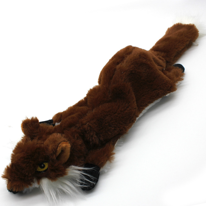 2-Pack Coffee Fox Identical Plush Pet Toys with Squeaker – Durable