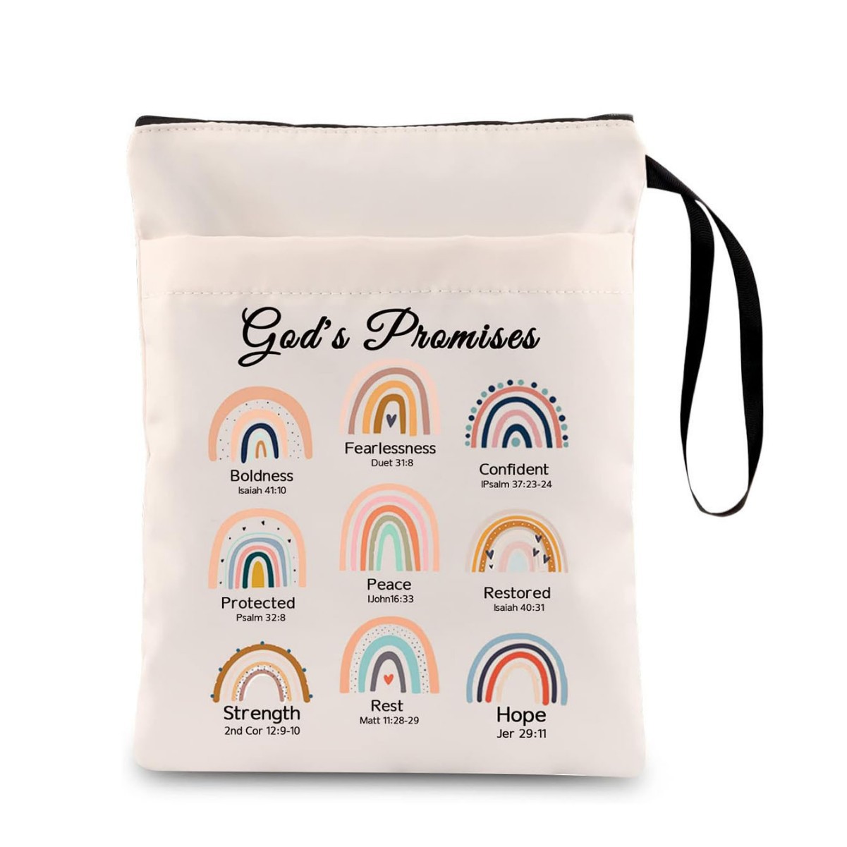 Rainbow Zippered Book Sleeve with Printed Design – Waterproof Protective Cover