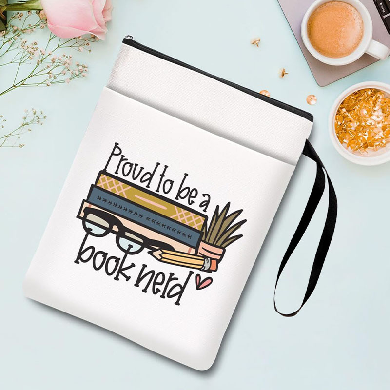 Book nerd Zippered Book Sleeve with Printed Design – Waterproof Protective