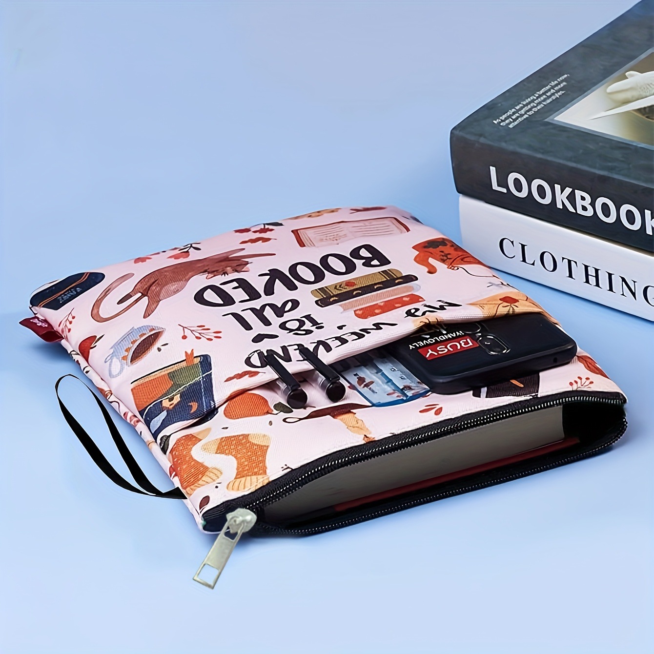 Leopard print Zippered Book Sleeve with Printed Design – Waterproof Protective view 4