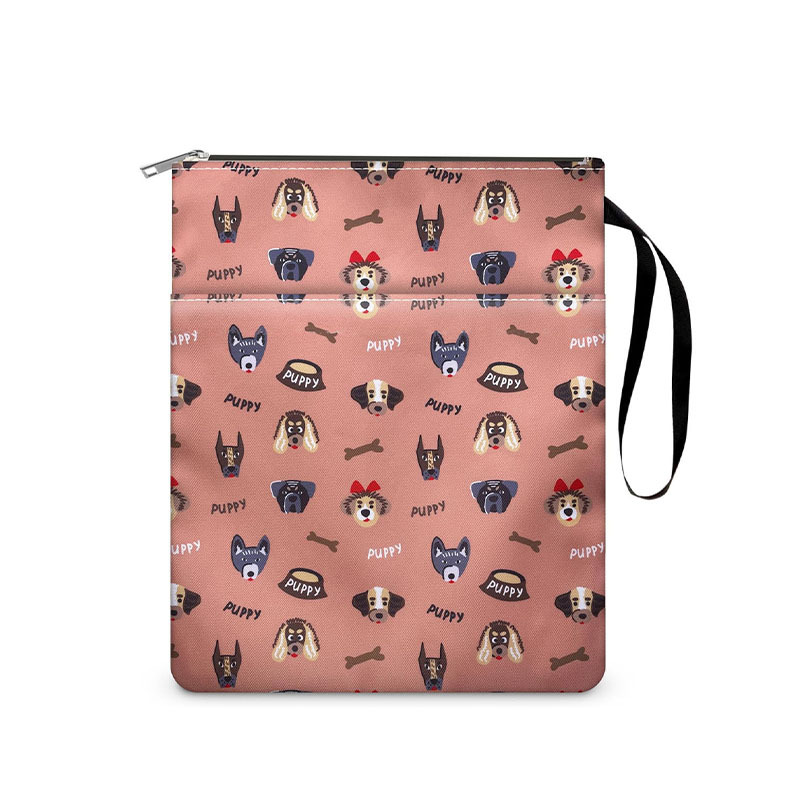 Dog Zippered Book Sleeve with Printed Design – Waterproof Protective Cover for