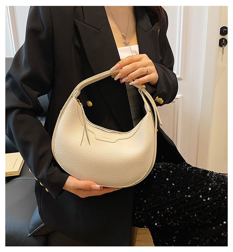 White Women's New Fashion Crescent Bag – Stylish Single Shoulder Crossbody