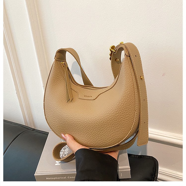 Khaki Women's New Fashion Crescent Bag – Stylish Single Shoulder Crossbody