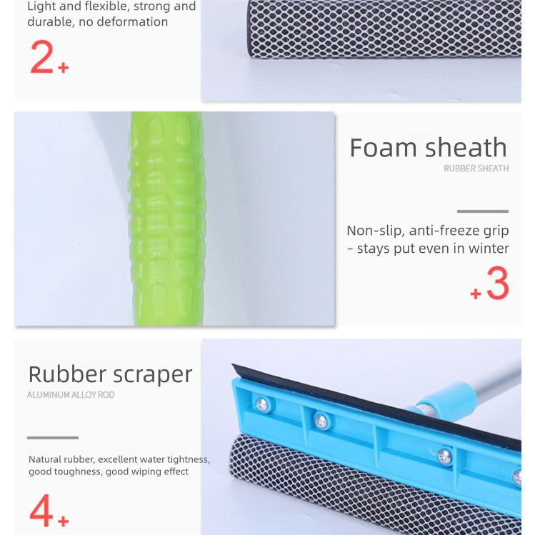 Blue Home Window Cleaner – Adjustable Aluminum Alloy Glass Scraper with view 3