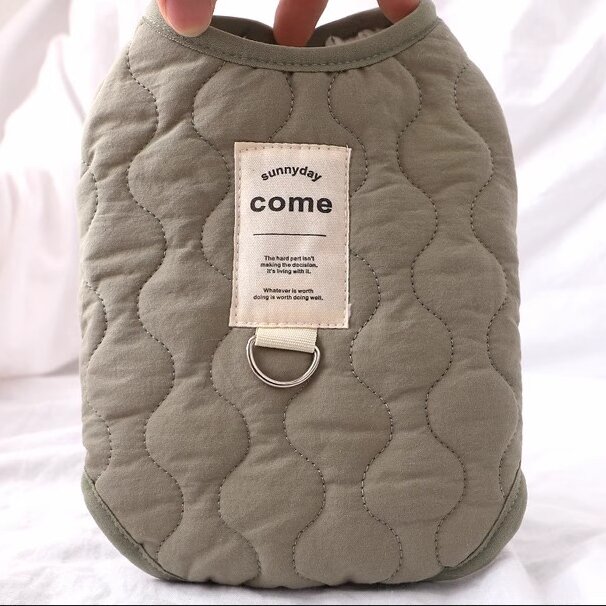 Green Winter Dog Vest for Small and Medium Breeds – Thickened Warm Quilted — image 1