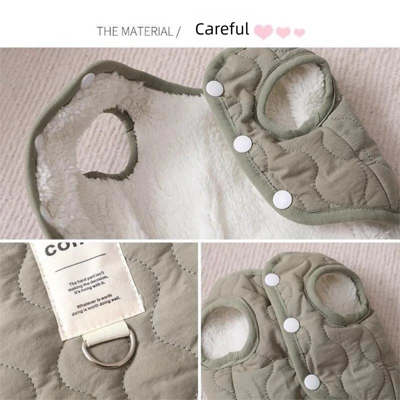 Green Winter Dog Vest for Small and Medium Breeds – Thickened Warm Quilted view 4