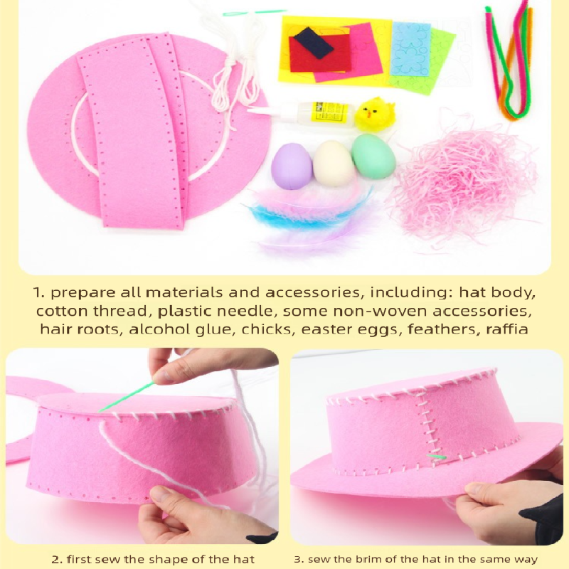 Orange DIY Easter Hat Craft Kit – Kids’ Handmade Decoration Set with view 5