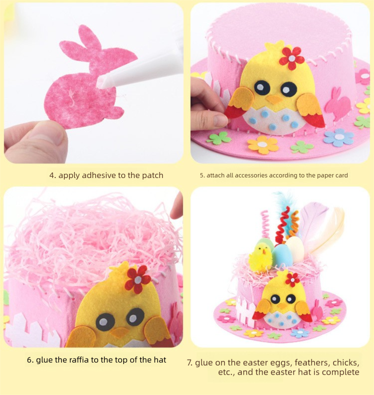 Yellow DIY Easter Hat Craft Kit – Kids’ Handmade Decoration Set with view 4