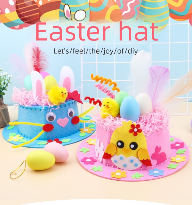 Blue DIY Easter Hat Craft Kit – Kids’ Handmade Decoration Set with Accessories view 2