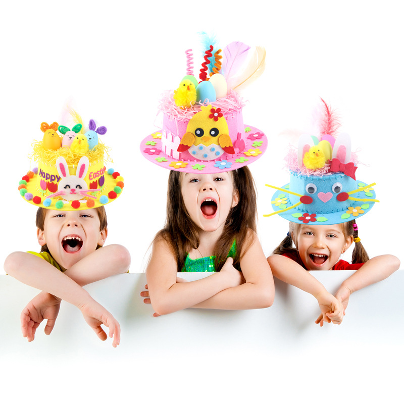 Blue DIY Easter Hat Craft Kit – Kids’ Handmade Decoration Set with Accessories view 3