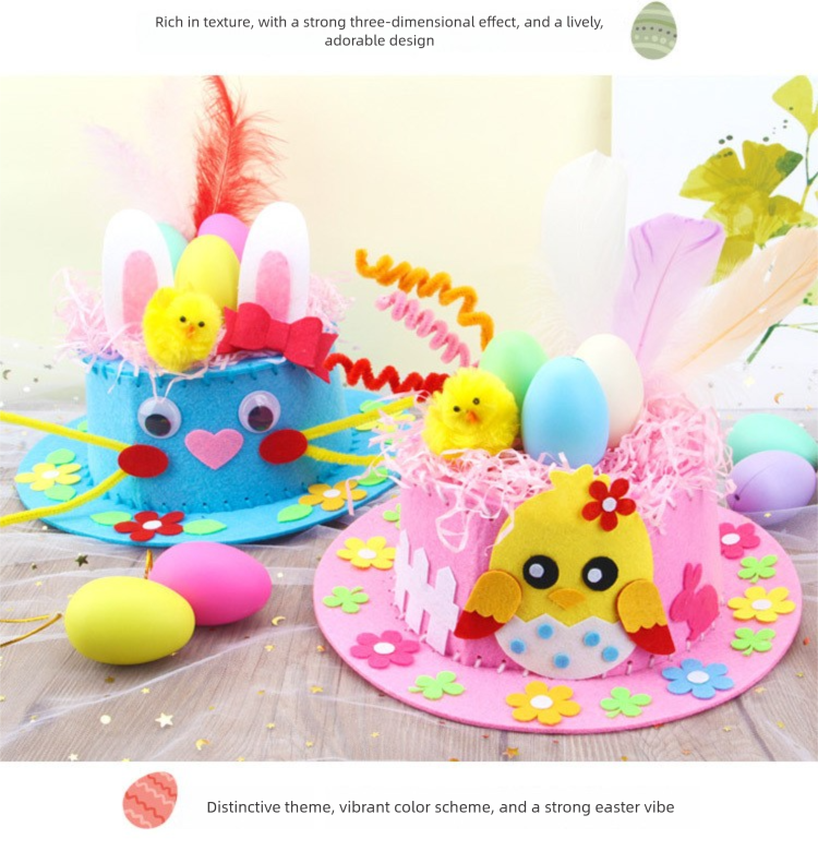 Blue DIY Easter Hat Craft Kit – Kids’ Handmade Decoration Set with Accessories view 6