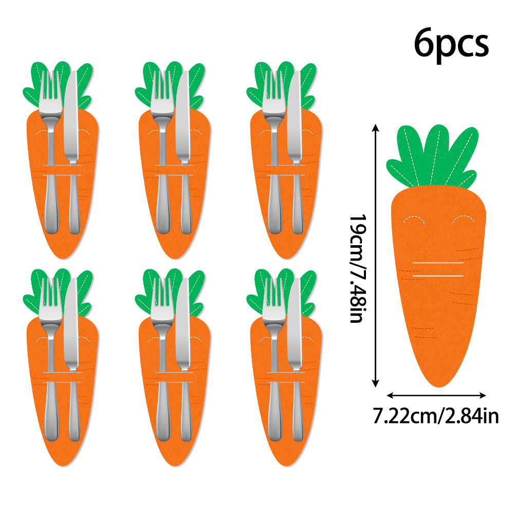 Carrot 18-Piece Easter Cutlery Holders Set – 3 Identical Sets of 6