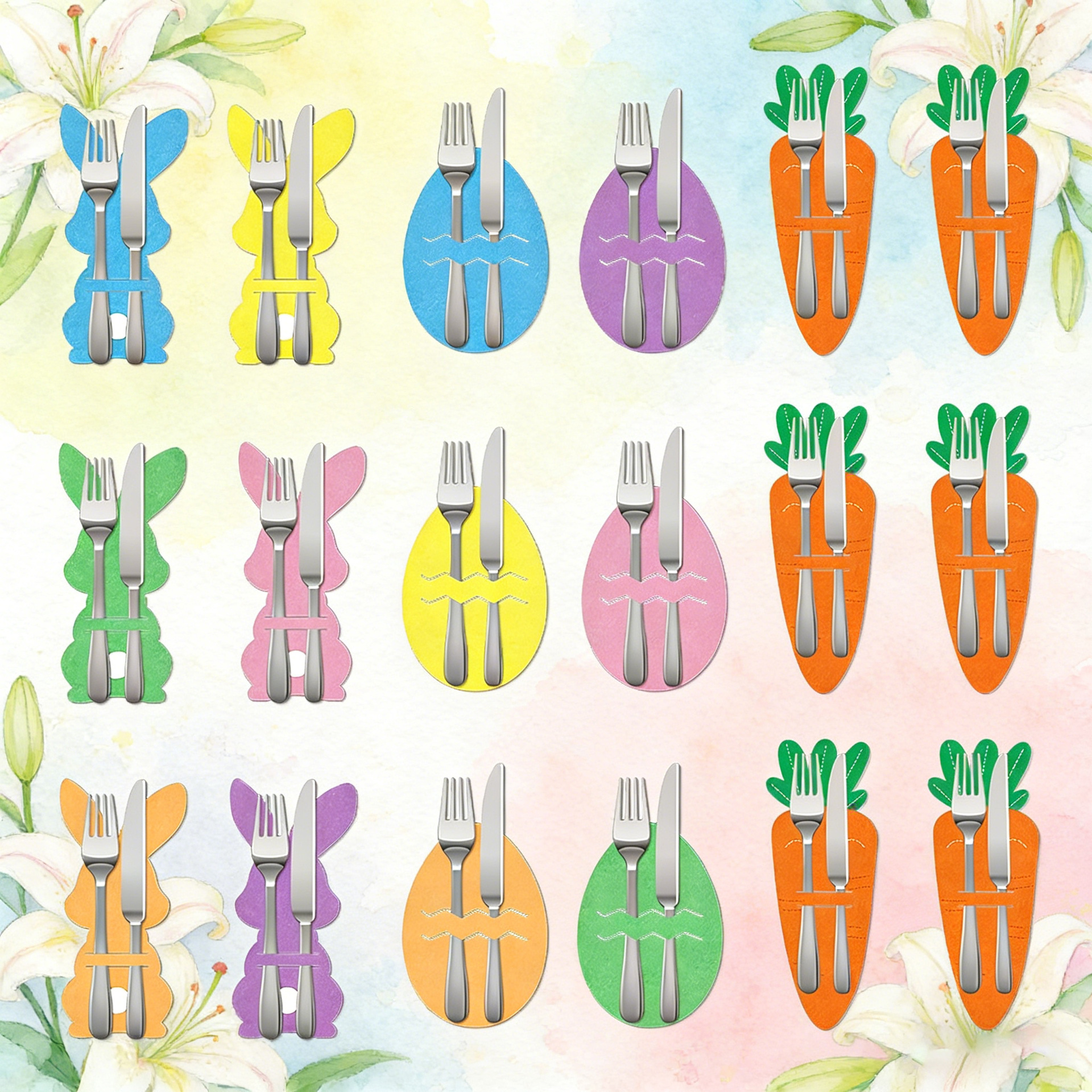Carrot 18-Piece Easter Cutlery Holders Set – 3 Identical Sets of 6 view 5