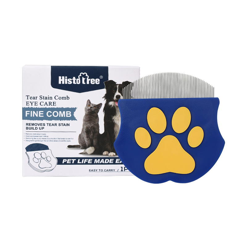 Blue Pet Grooming Comb – Fine-Toothed Flea Remover with Non-Slip Grip for Cats