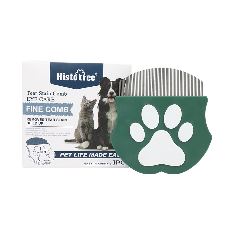 Olive green Pet Grooming Comb – Fine-Toothed Flea Remover with Non-Slip Grip