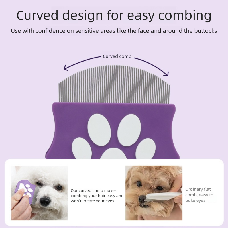 Olive green Pet Grooming Comb – Fine-Toothed Flea Remover with Non-Slip Grip view 3