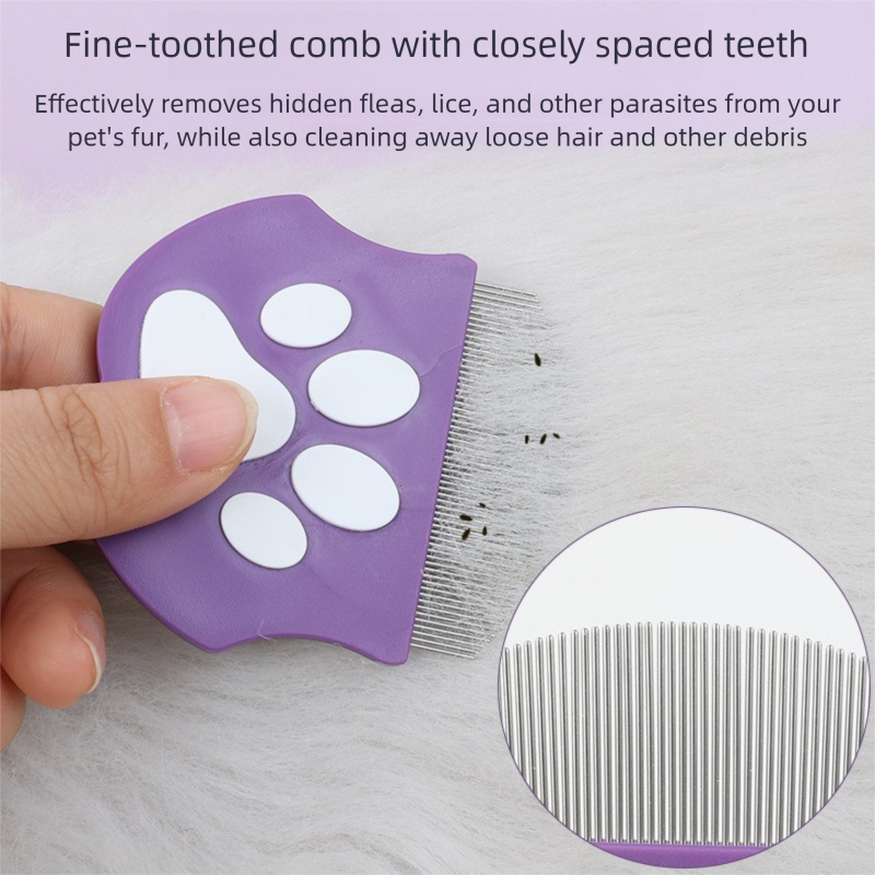 Olive green Pet Grooming Comb – Fine-Toothed Flea Remover with Non-Slip Grip view 4