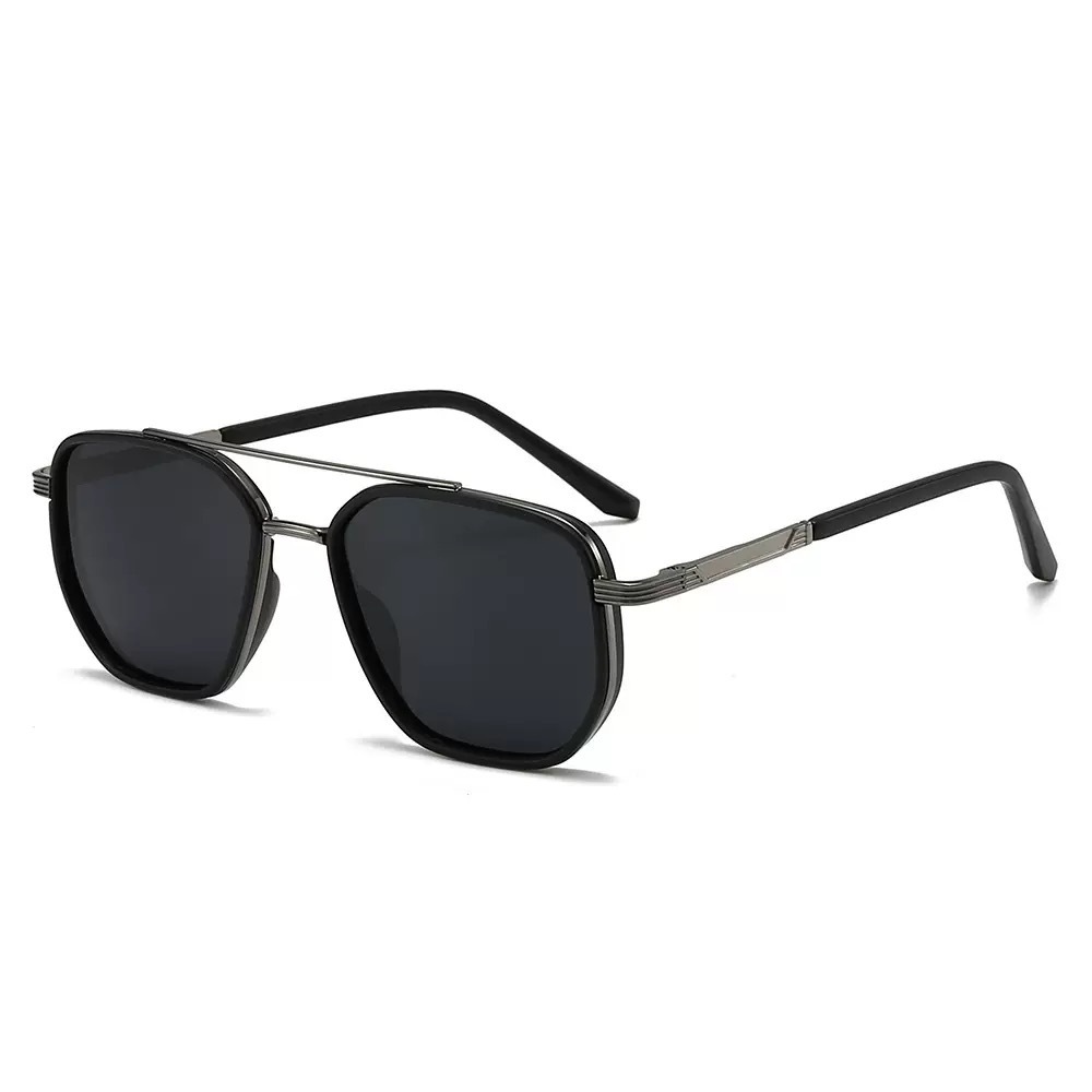 Sanded blue Rectangular Sunglasses – Classic Frame Design with Adjustable Nose