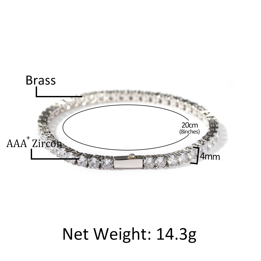 Gold Single-Row Zircon Bracelet – 4mm Wide view 4