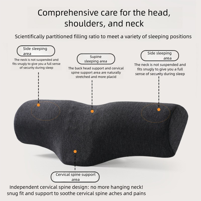 Orange Cervical Support Pillow – Memory Foam Core with Ergonomic Design for view 5