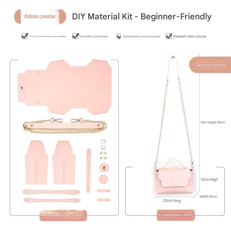 Pink Leather Bag DIY Kit – Geometric Shoulder Bag Making Material Set with
