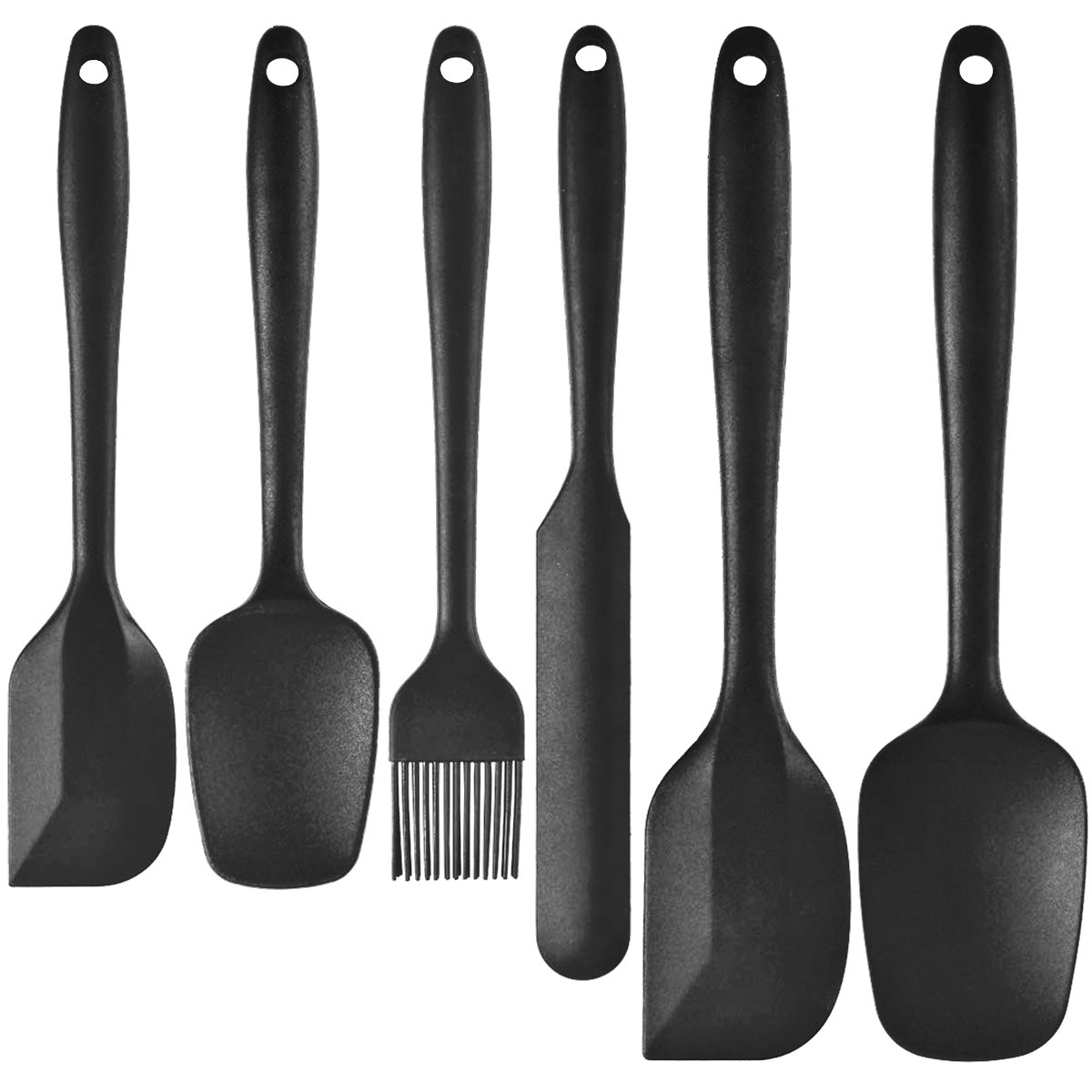 6-Piece Black Silicone Spatula Set – Heat-Resistant