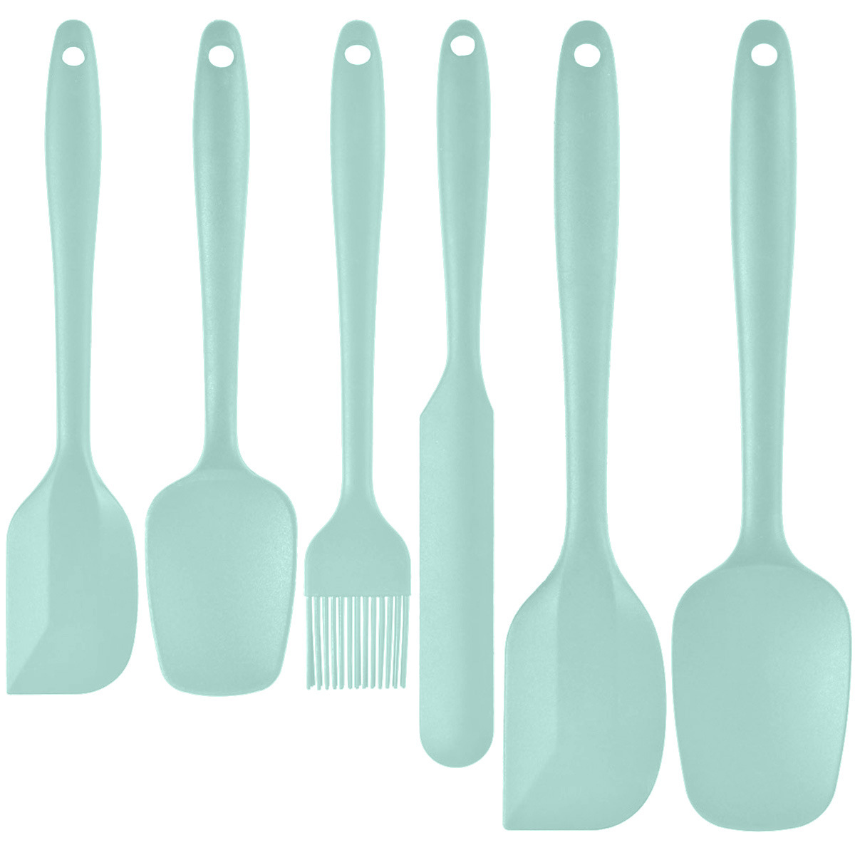 6-Piece Green Silicone Spatula Set – Heat-Resistant