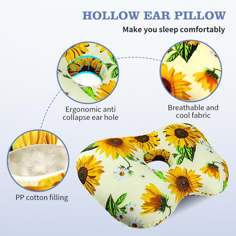 Cashew blossoms Hollow Ear Support Pillow – Adjustable Side Sleep Neck Cushion view 5