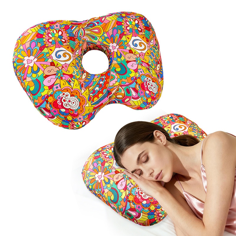 Fan Hollow Ear Support Pillow – Adjustable Side Sleep Neck Cushion with PP view 2