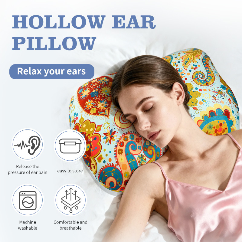 Fan Hollow Ear Support Pillow – Adjustable Side Sleep Neck Cushion with PP view 3