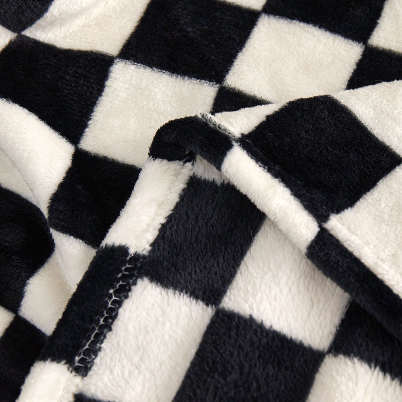 Yellow and white checkered pattern Double-Sided Plaid Fleece Blanket view 4