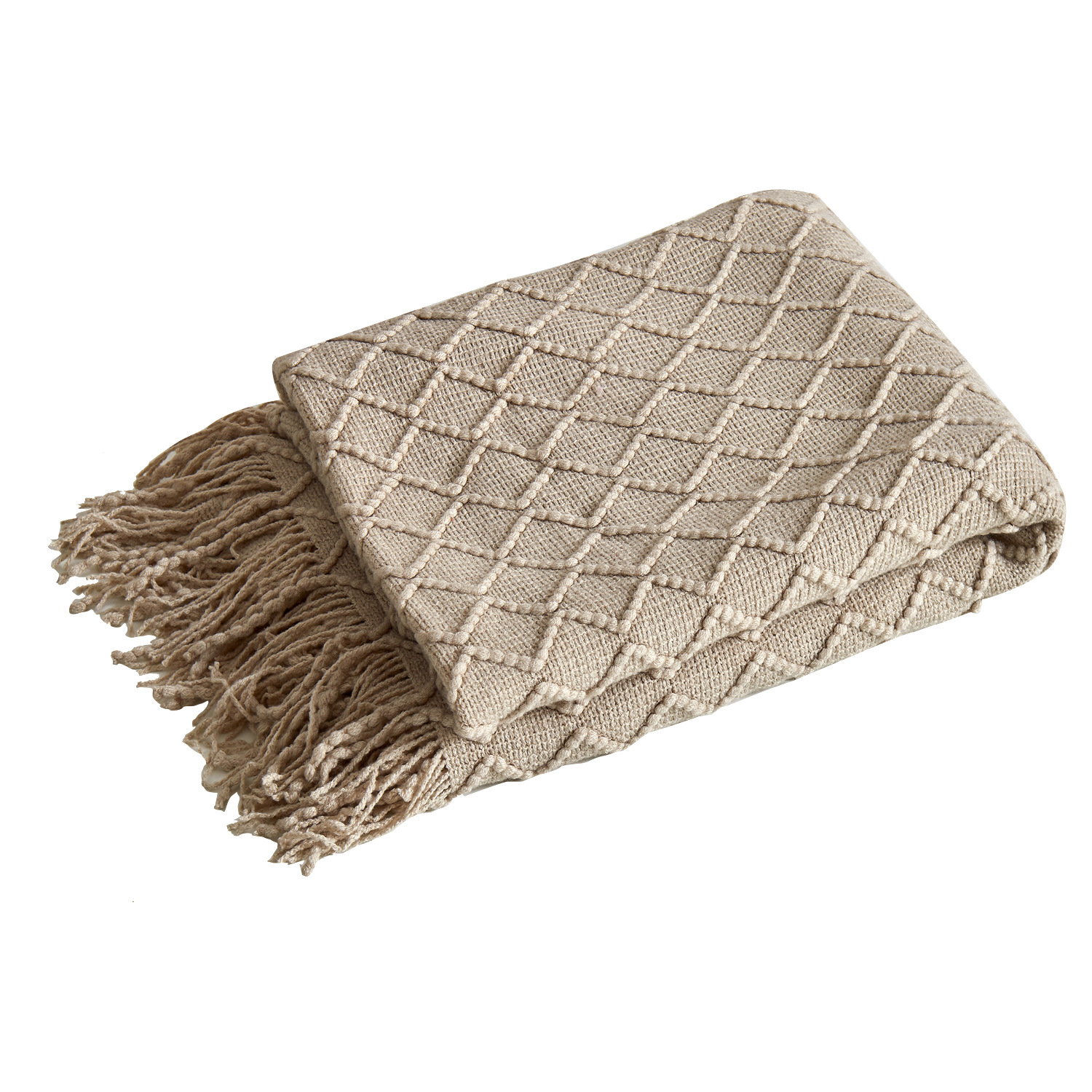 Khaki Nordic Minimalist Knit Throw Blanket – 127×180cm Lightweight