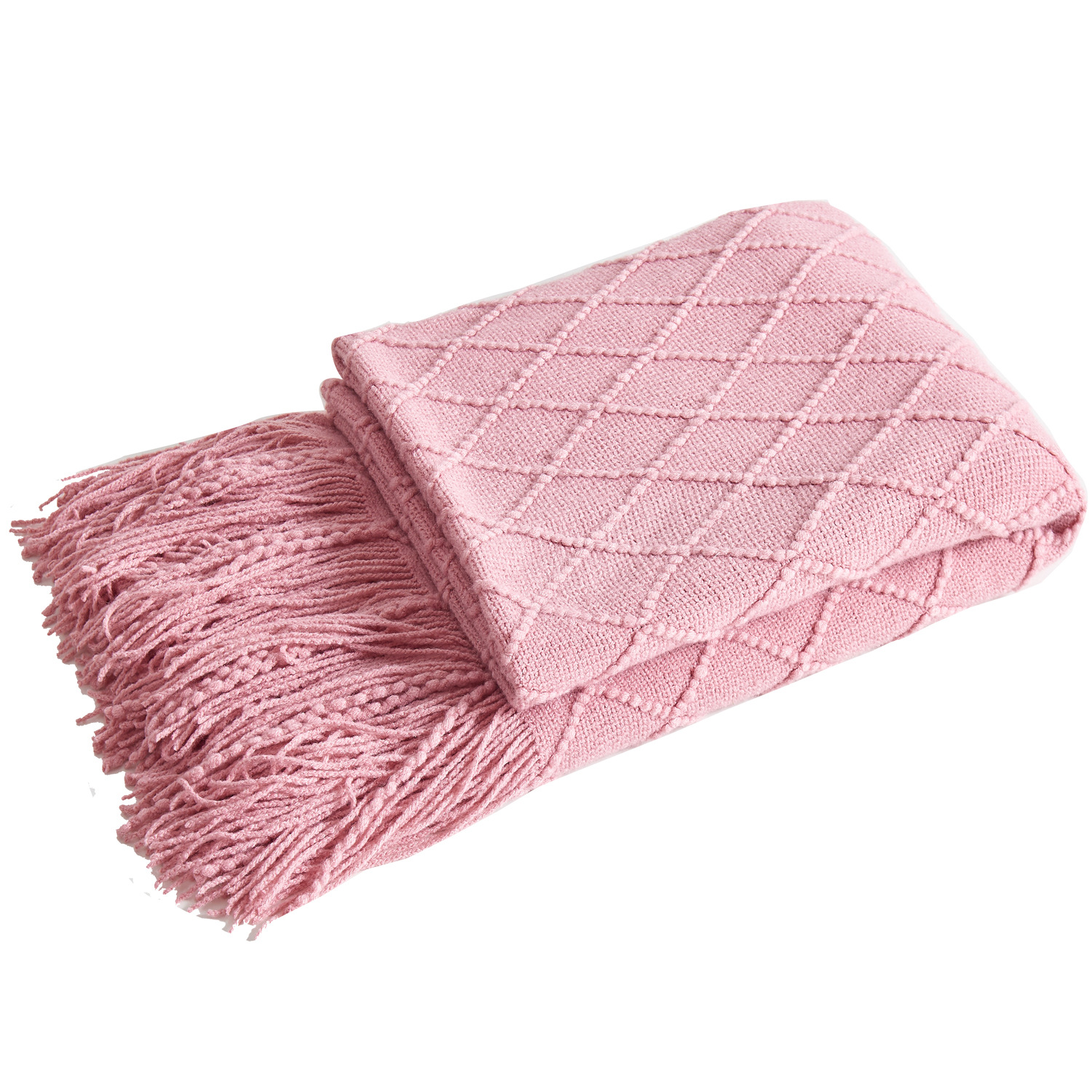 Pink Nordic Minimalist Knit Throw Blanket – 127×180cm Lightweight