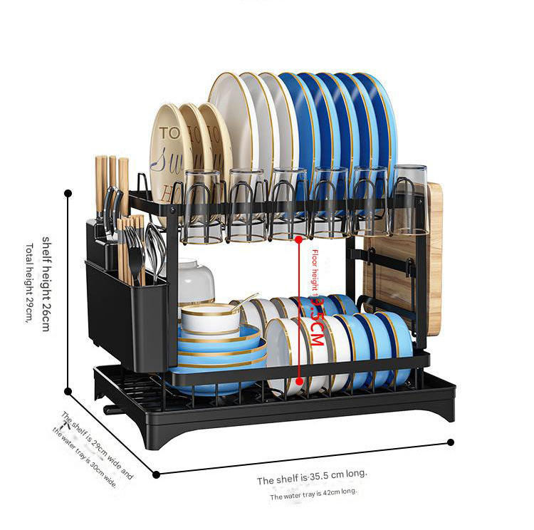 White Foldable Dish Rack with Drain Tray view 7
