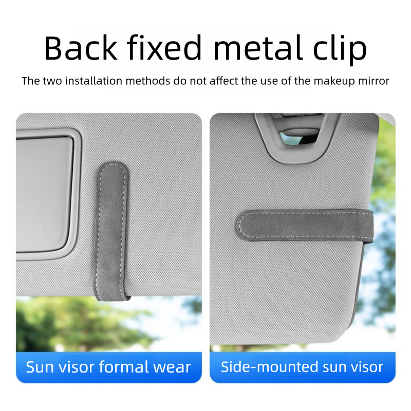 Black Car Sun Visor Sunglasses Holder – Magnetic Dual Clip Organizer with view 4