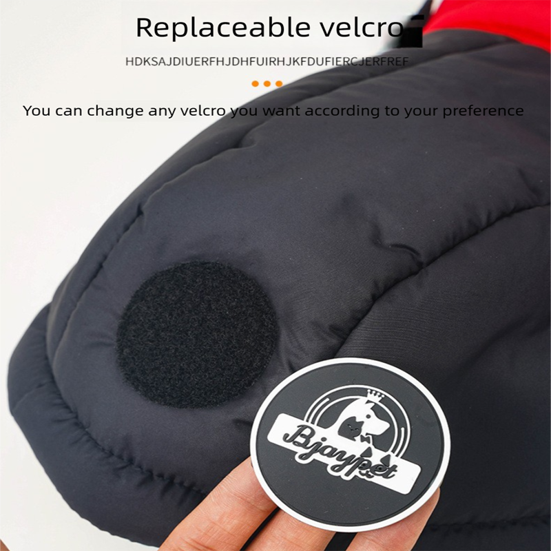 Red Thickened Winter Dog Coat with Reflective Strips – Waterproof view 3