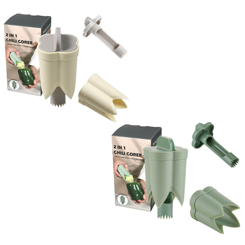 2-Pack ABS Vegetable Core Remover – White & Green