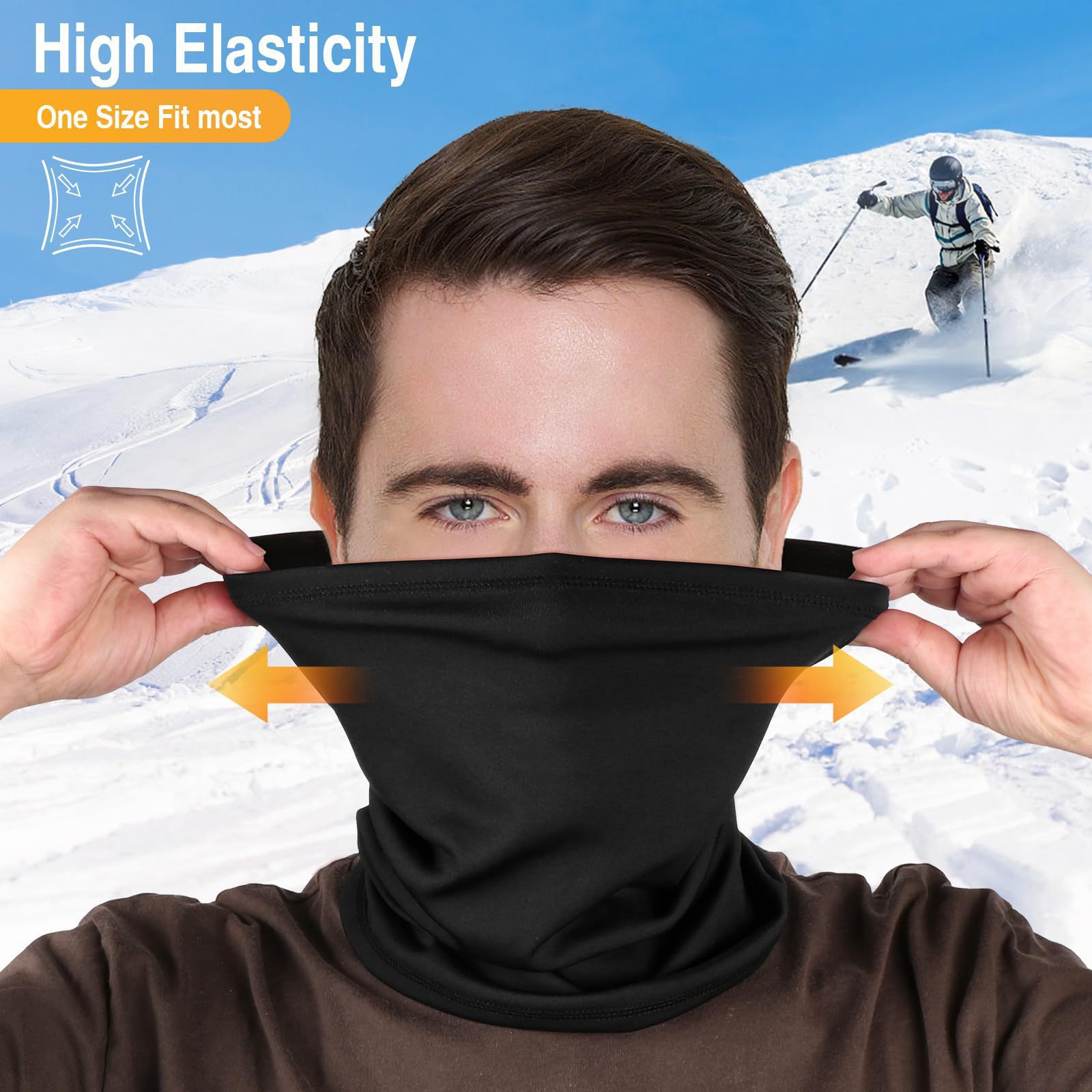 Black and gray Multi-Functional Thermal Neck Gaiter – Windproof view 2