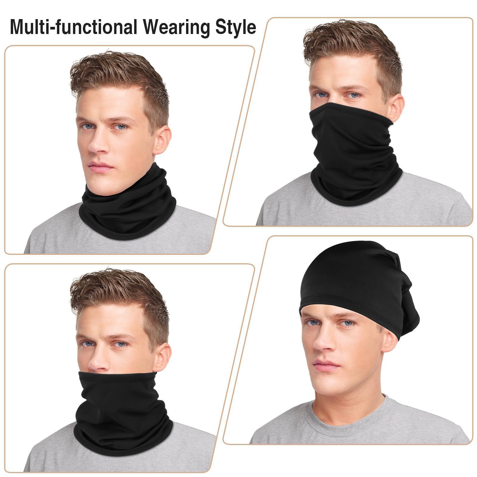 Black and gray Multi-Functional Thermal Neck Gaiter – Windproof view 5
