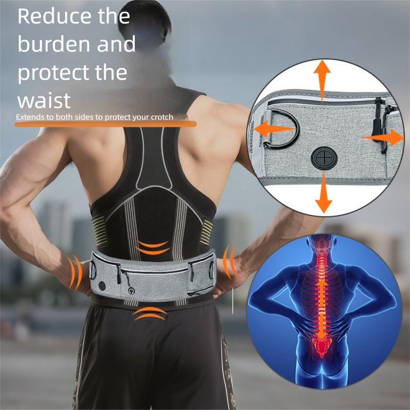 Blue Shock-Absorbing Running & Dog Walking Belt – Integrated Waist Pack with view 7
