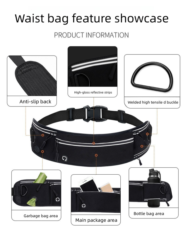Blue Shock-Absorbing Running & Dog Walking Belt – Integrated Waist Pack with view 9