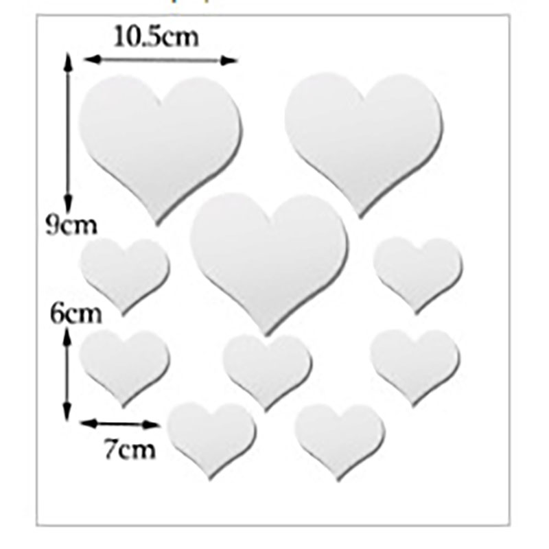 2-Pack Heart-Shaped Acrylic Mirror Wall Decals – Multi-Size Set (Max ~10.5cm) view 4